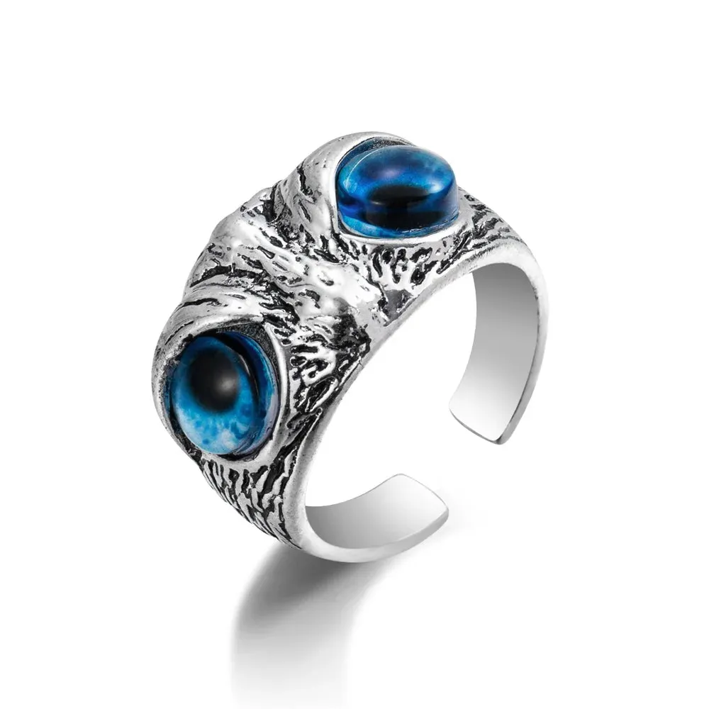 FNIO Vintage Punk Carved Eyes Mens Ring Finger Jewelry Hip Hop Rock Culture Ring Unisex Women Male Party Metal Rings Accessories