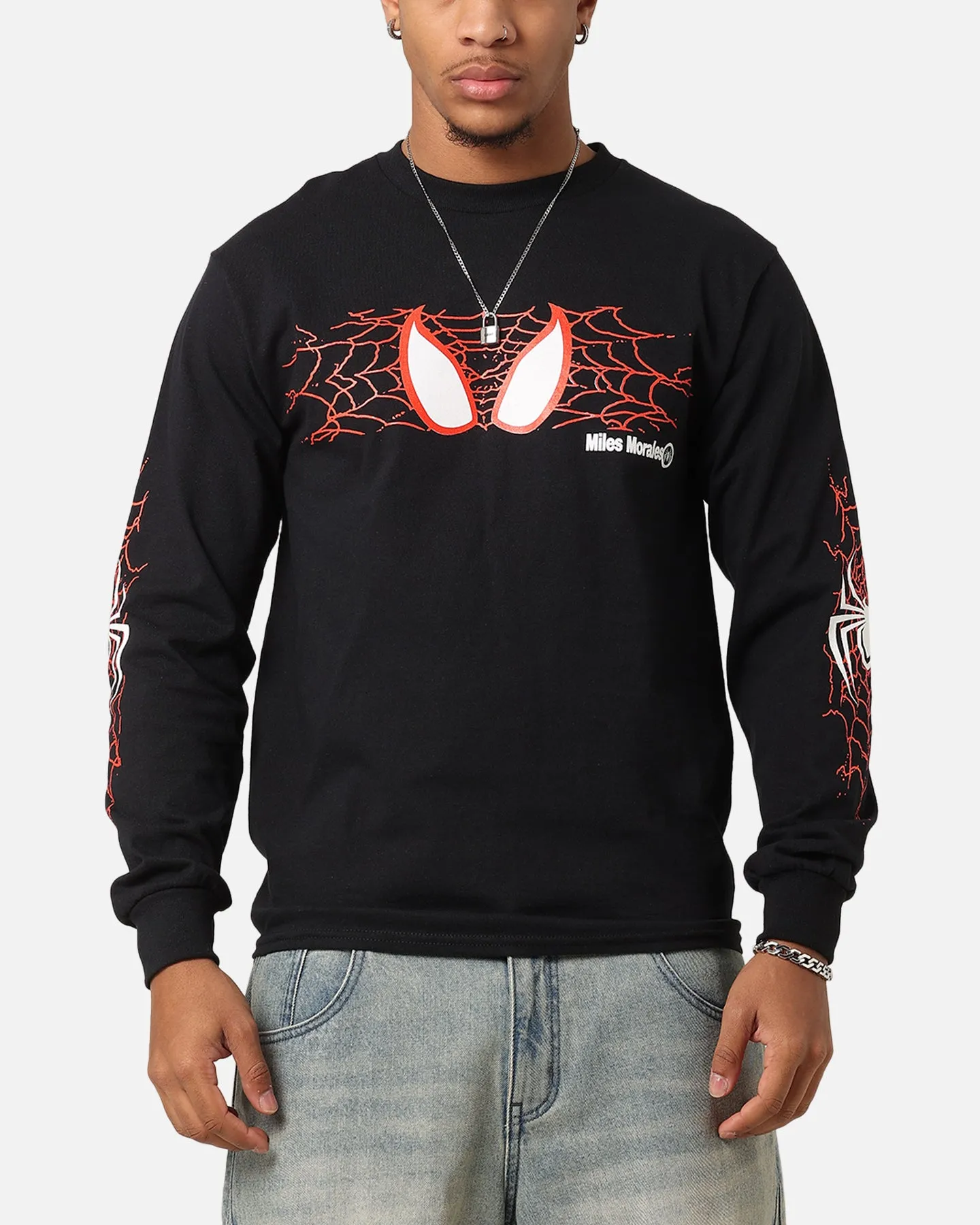 Goat Crew Marvel Spider-Man Y2K Miles Long Sleeve T-Shirt Black
