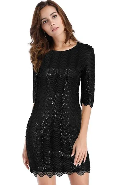 Gold blue sequin Summer dress