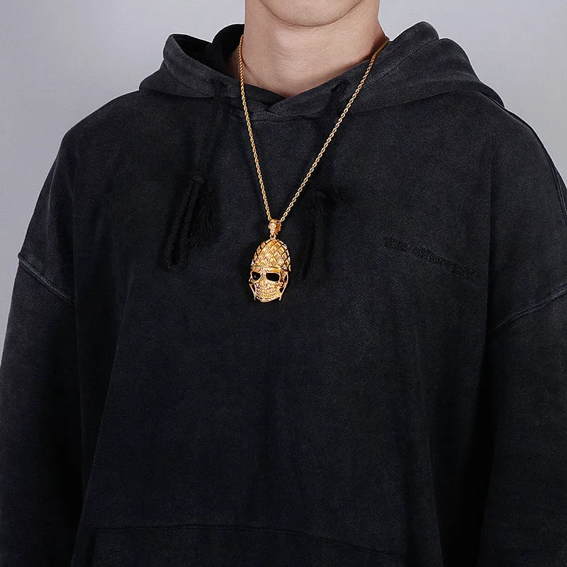 Gothic Skull Titanium Steel Pendant with Golden Finish - Hip-Hop Style Men's Jewelry