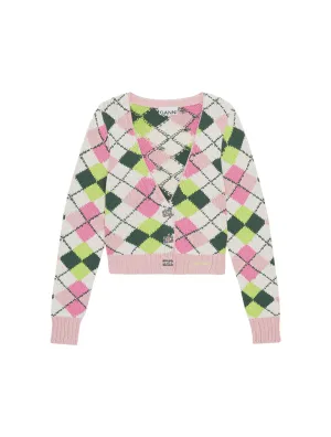 GRAPHIC COTTON V-NECK CARDIGAN