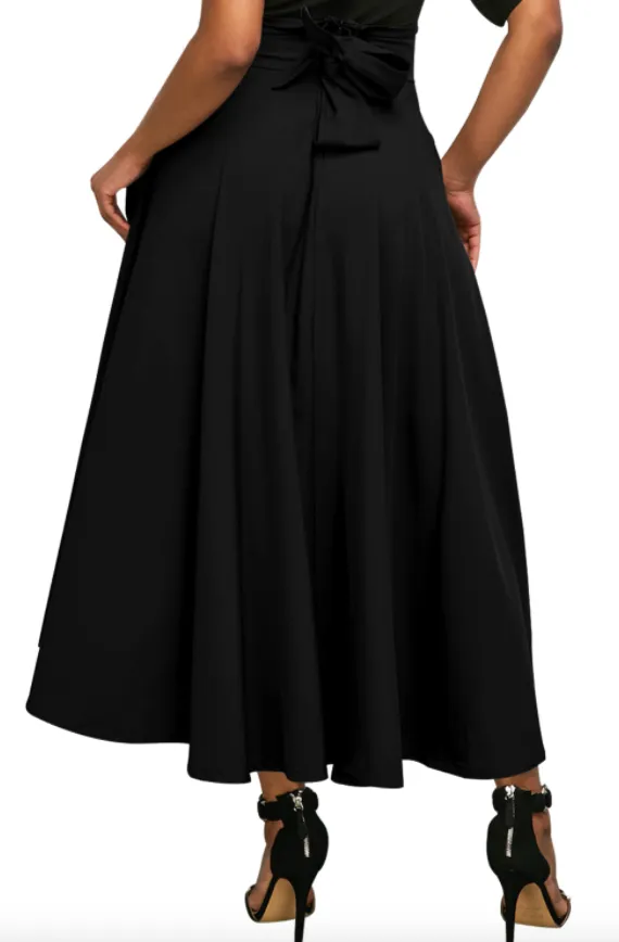 High Waisted Flared Skirt  Black