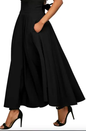 High Waisted Flared Skirt  Black