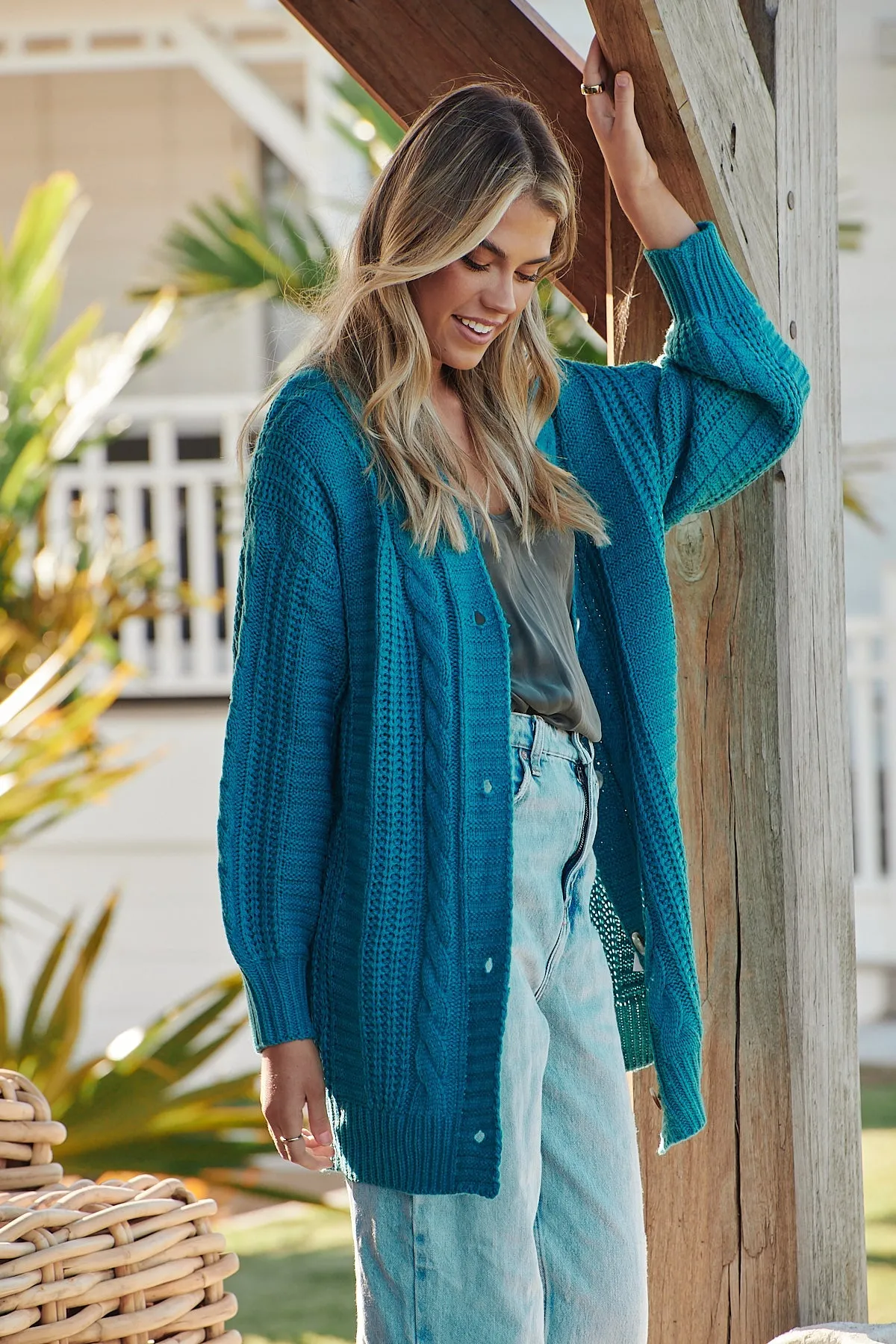 Jaase Azure Knit Cardigan - Teal