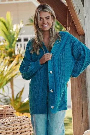 Jaase Azure Knit Cardigan - Teal