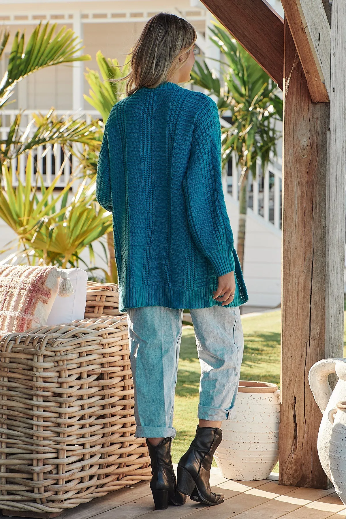 Jaase Azure Knit Cardigan - Teal