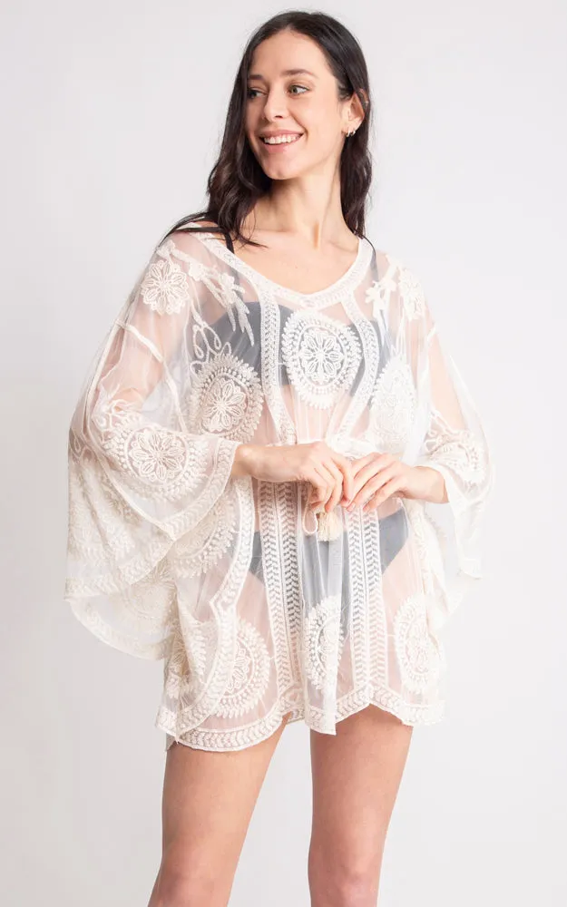 JP2141 Circle Pattern Lace Cover Up Poncho