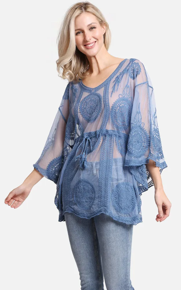 JP2141 Circle Pattern Lace Cover Up Poncho