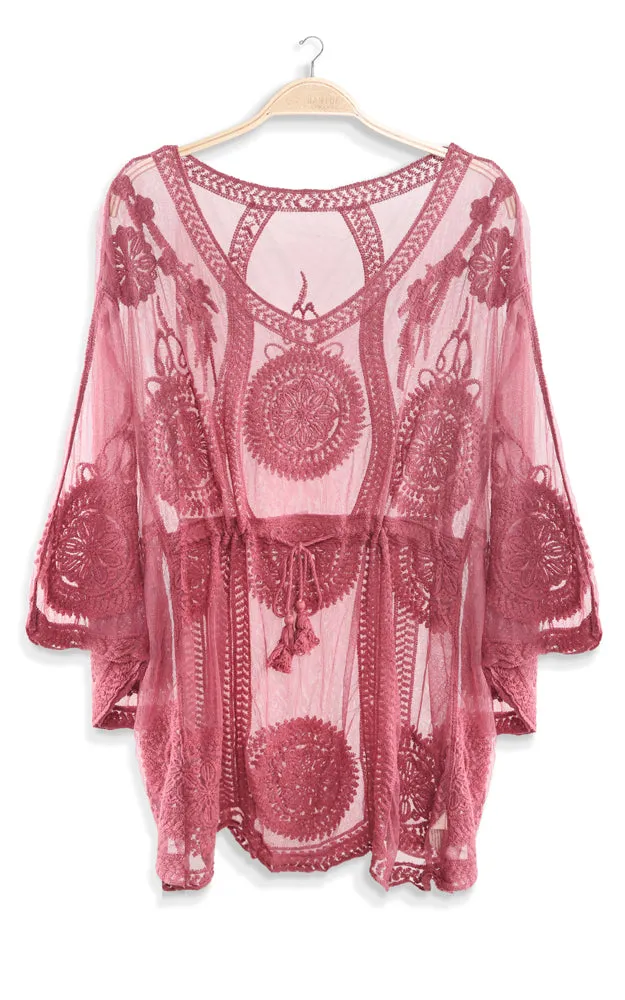 JP2141 Circle Pattern Lace Cover Up Poncho
