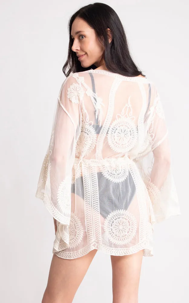 JP2141 Circle Pattern Lace Cover Up Poncho