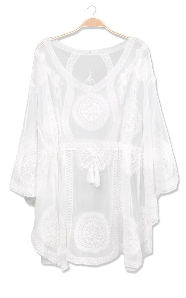 JP2141 Circle Pattern Lace Cover Up Poncho