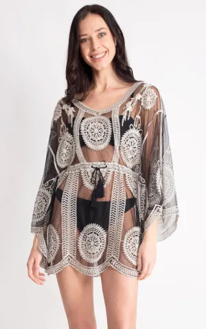 JP2141 Circle Pattern Lace Cover Up Poncho