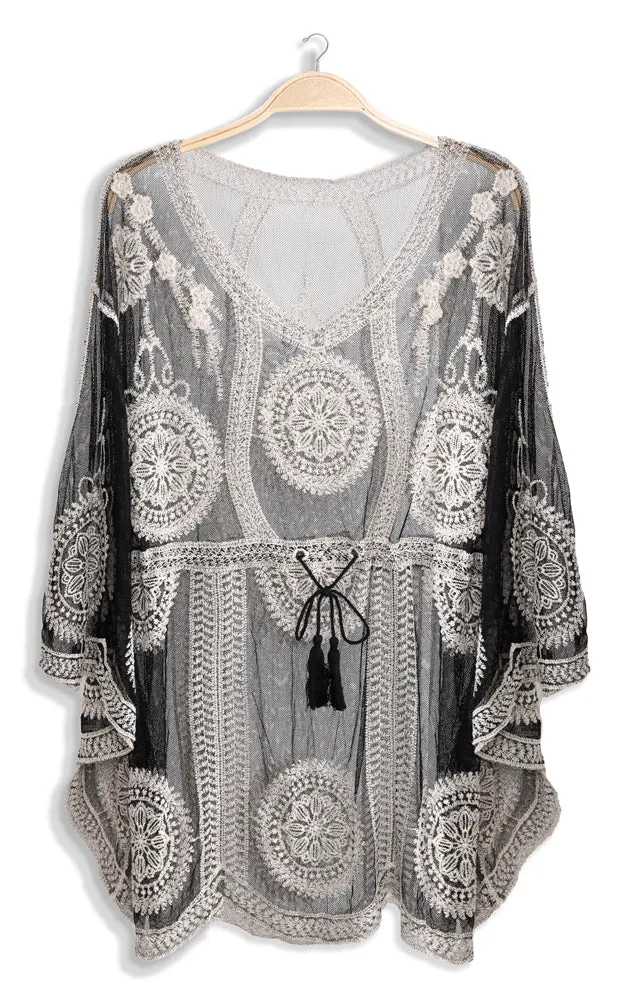 JP2141 Circle Pattern Lace Cover Up Poncho
