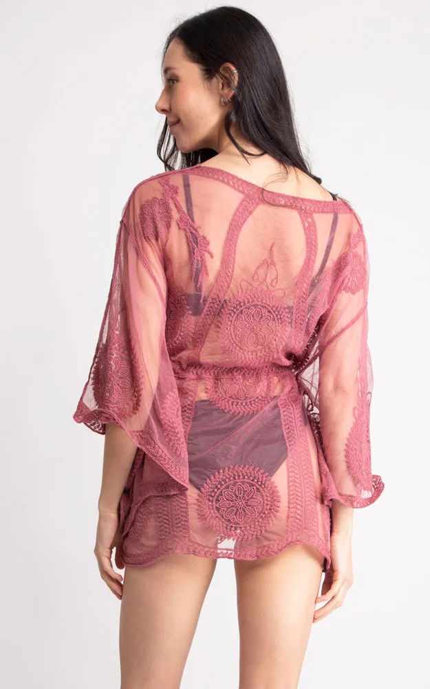 JP2141 Circle Pattern Lace Cover Up Poncho