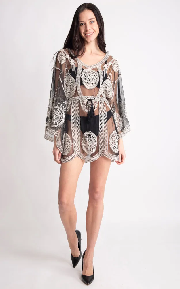 JP2141 Circle Pattern Lace Cover Up Poncho