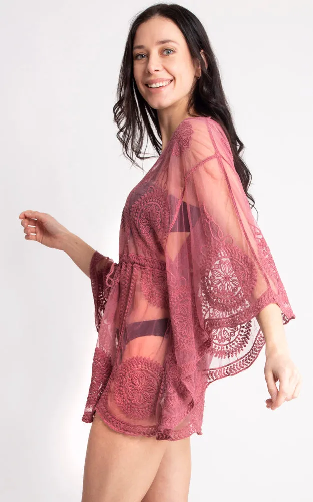 JP2141 Circle Pattern Lace Cover Up Poncho