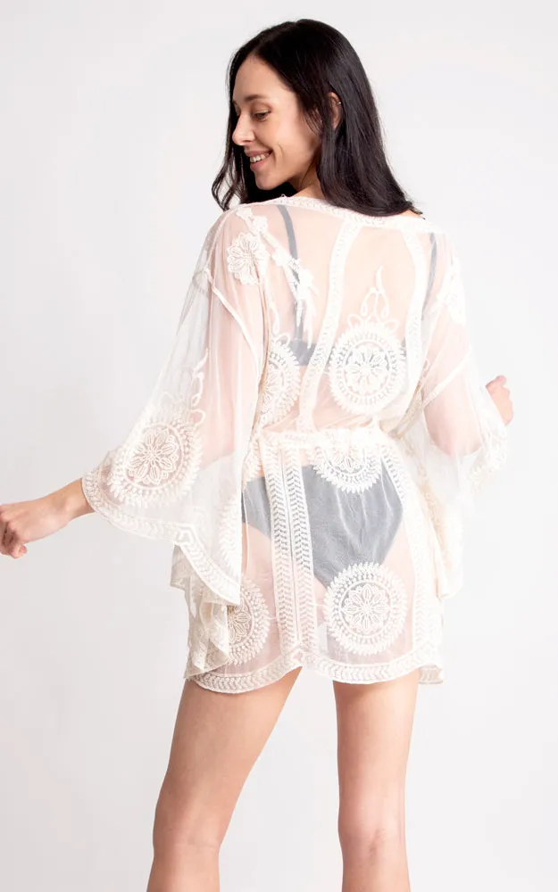 JP2141 Circle Pattern Lace Cover Up Poncho