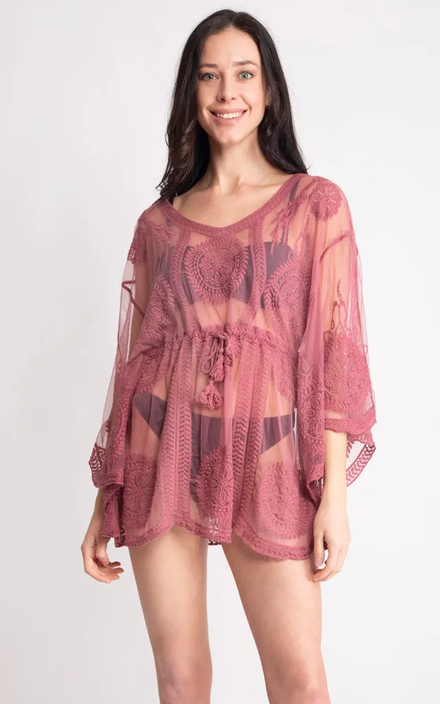 JP2141 Circle Pattern Lace Cover Up Poncho