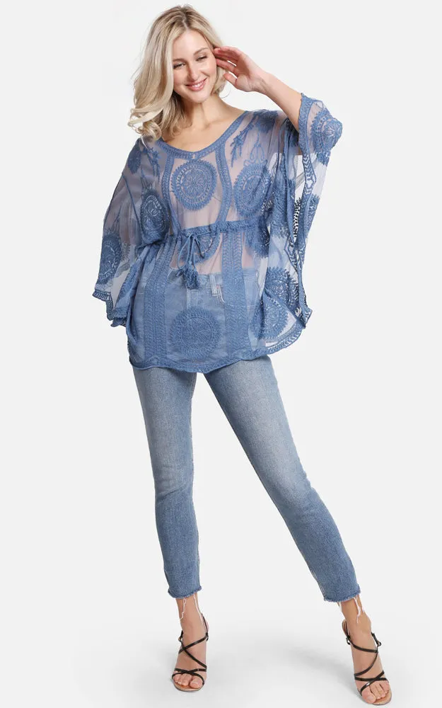 JP2141 Circle Pattern Lace Cover Up Poncho