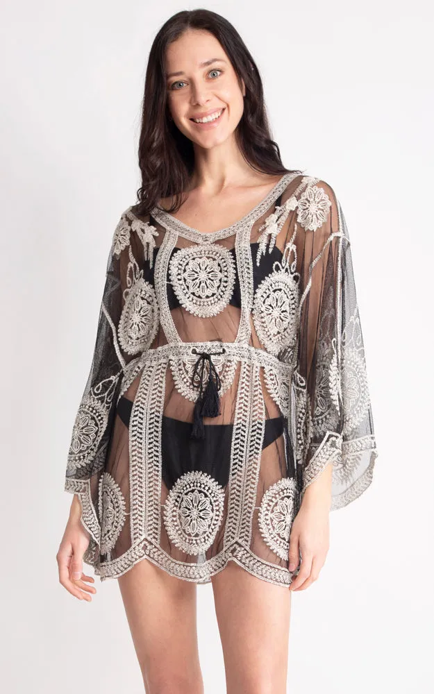 JP2141 Circle Pattern Lace Cover Up Poncho