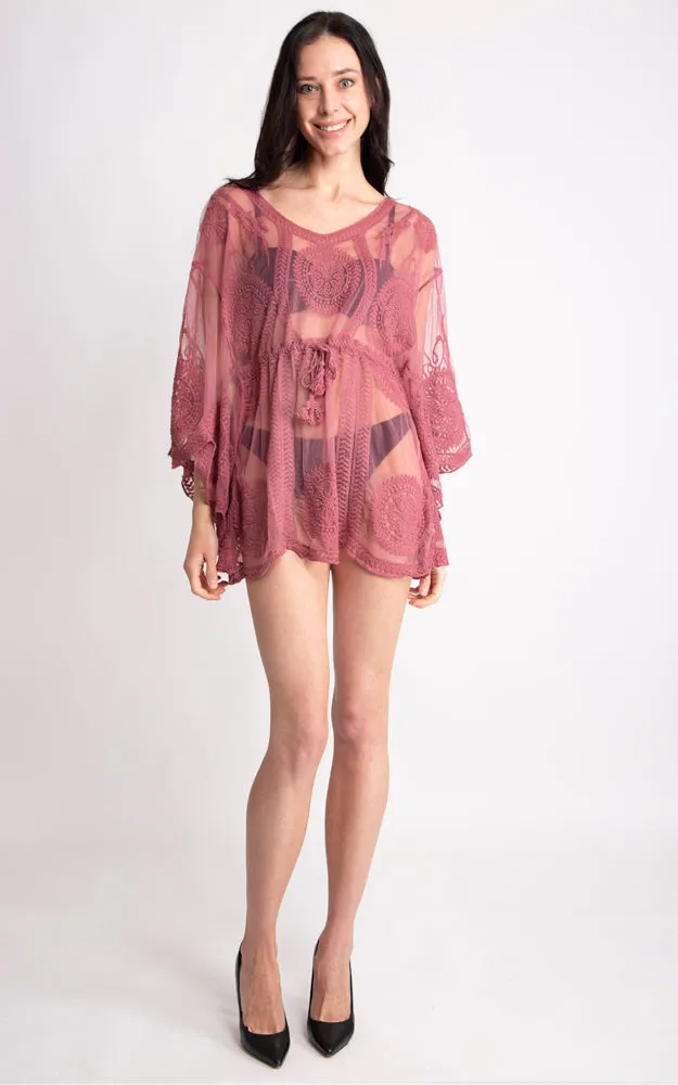 JP2141 Circle Pattern Lace Cover Up Poncho