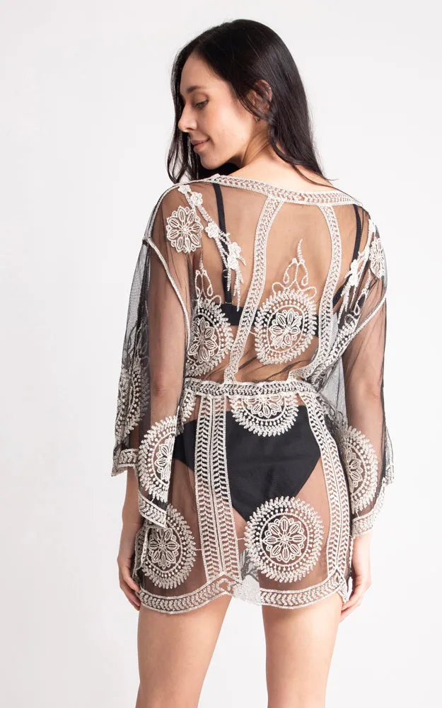JP2141 Circle Pattern Lace Cover Up Poncho