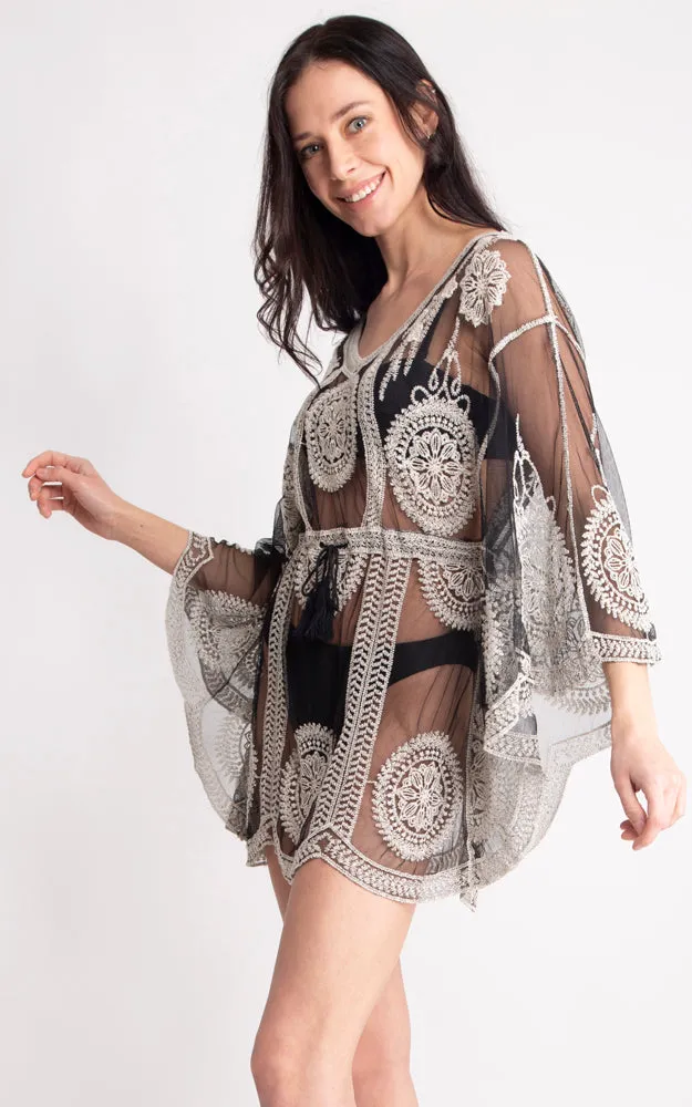 JP2141 Circle Pattern Lace Cover Up Poncho
