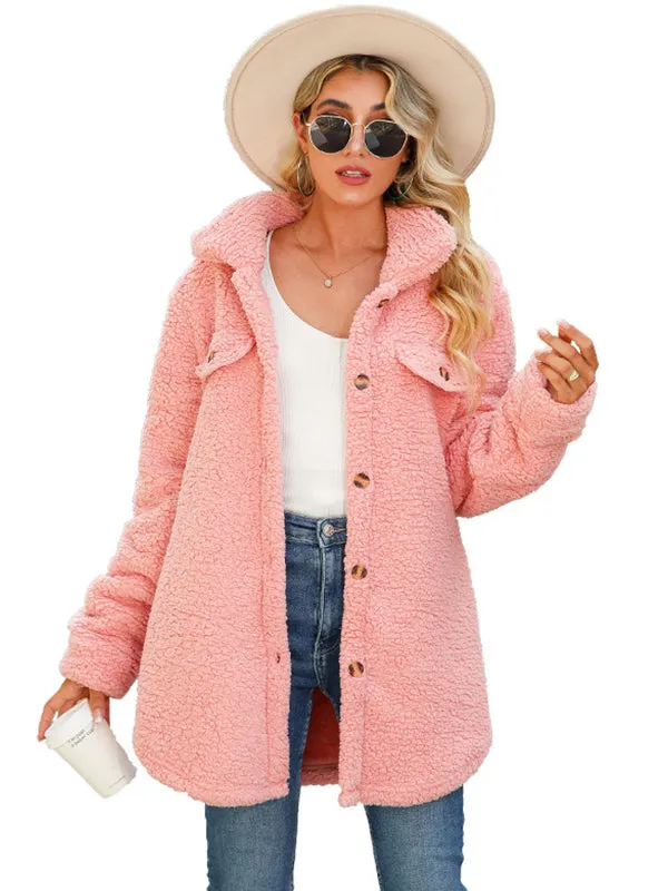 Long Sleeve Lapel Loose Plush Jacket