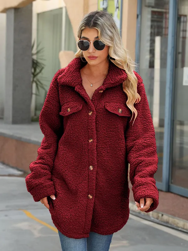 Long Sleeve Lapel Loose Plush Jacket