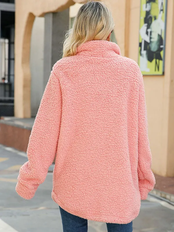 Long Sleeve Lapel Loose Plush Jacket