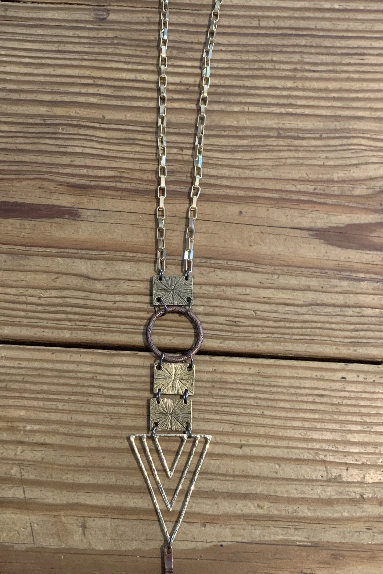 Lost And Found Mixed Metal Necklace With Geometric Shapes