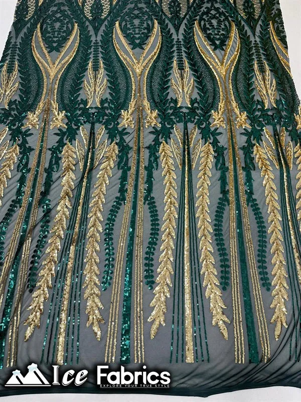 Lucy Damask Sequin Fabric on Spandex Mesh