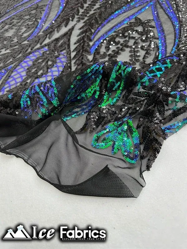 Lucy Damask Sequin Fabric on Spandex Mesh