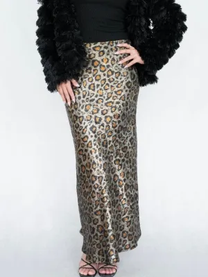 Luxe Leopard Bias Cut Skirt