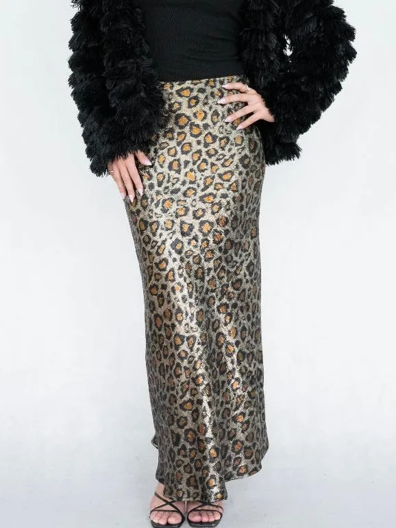 Luxe Leopard Bias Cut Skirt
