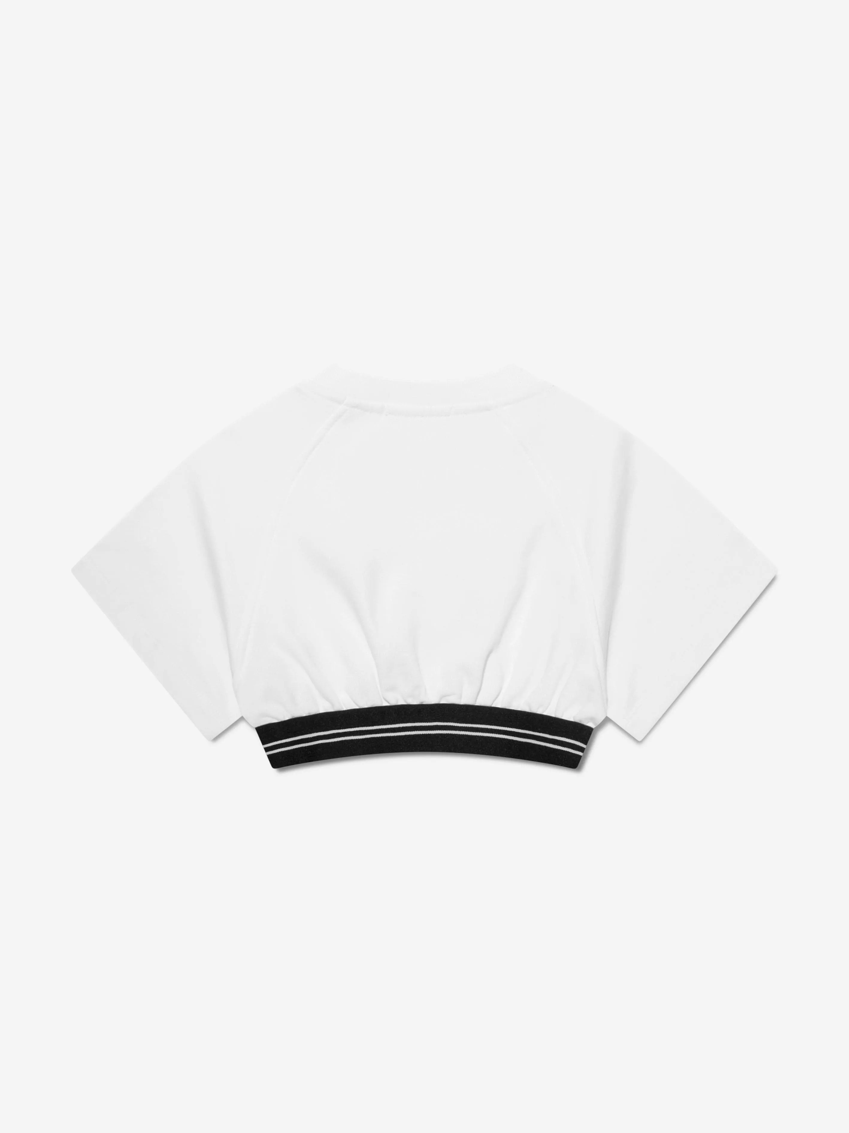 MSGM Girls Cropped Logo Sweatshirt in White