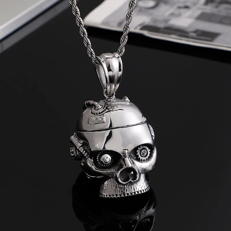 Punk Rock Skull Mechanical Pendant for Men - Personalized Titanium Steel Ghost Head Jewelry
