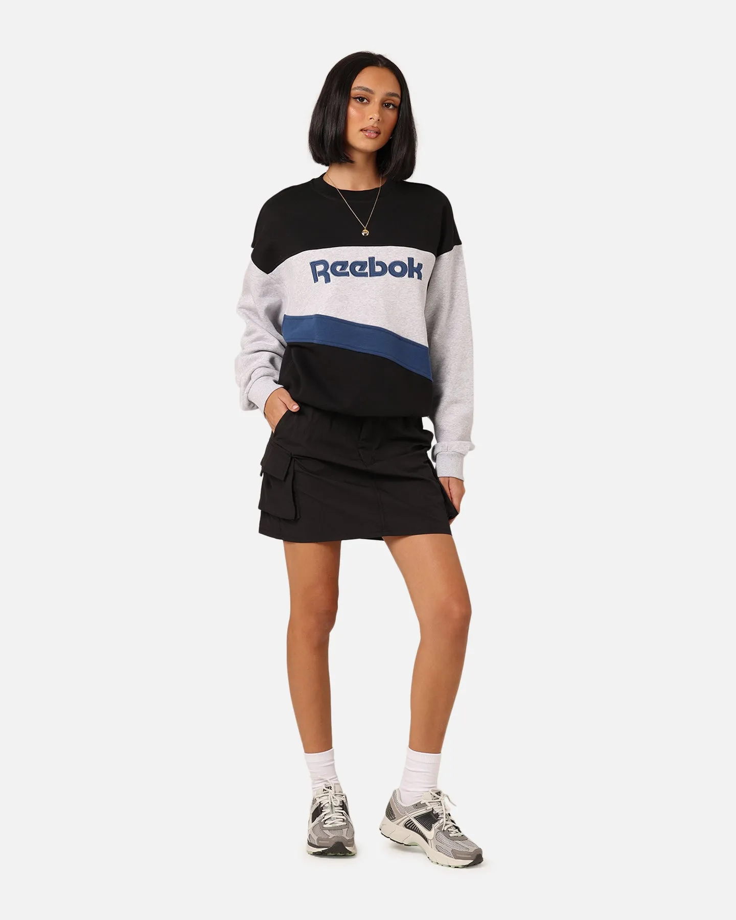 Reebok Women's Court Side Basketball Vintage Crewneck Uniform Blue