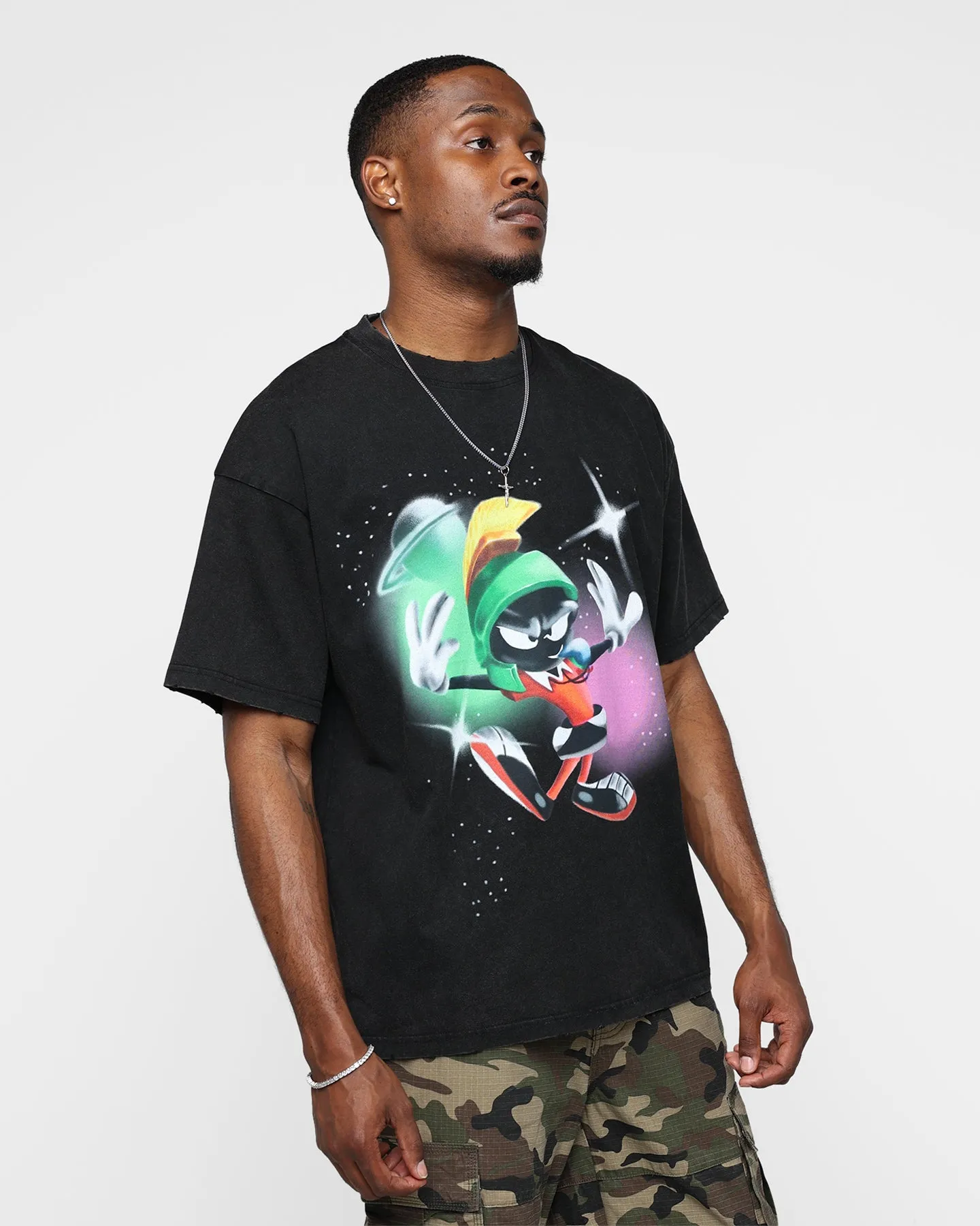 Renowned LA X Looney Tunes Marvin Airbrush Vintage T-Shirt Black