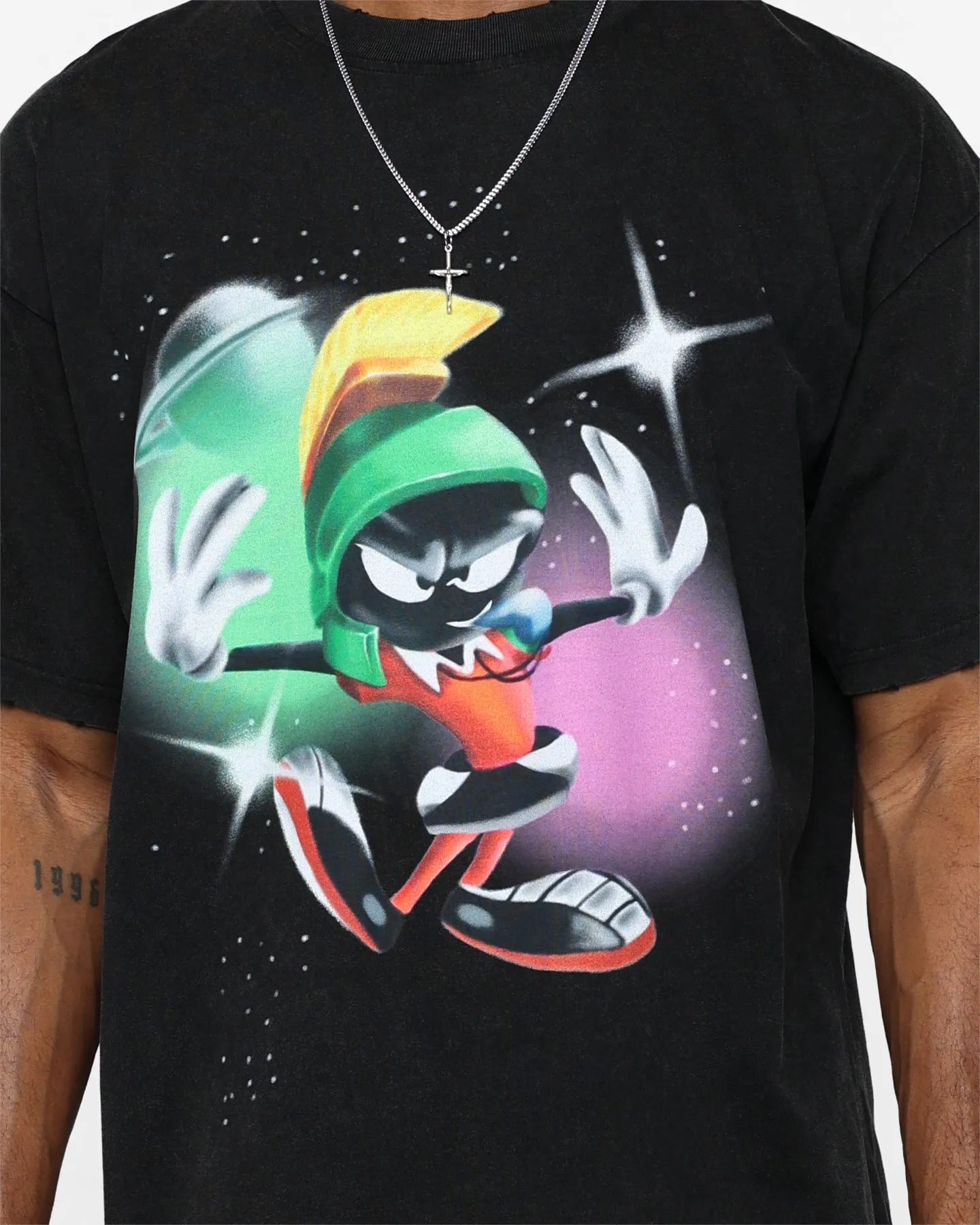 Renowned LA X Looney Tunes Marvin Airbrush Vintage T-Shirt Black