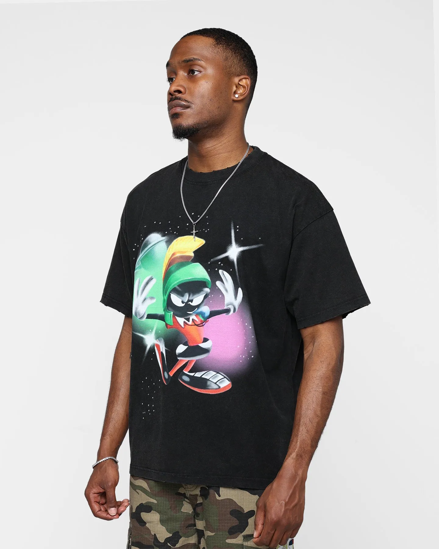 Renowned LA X Looney Tunes Marvin Airbrush Vintage T-Shirt Black