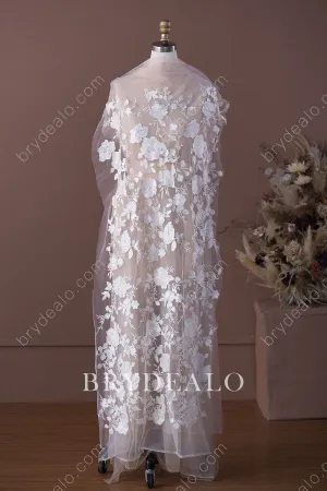 Shimmering Sequinned Flower Designer Lace Fabric Online