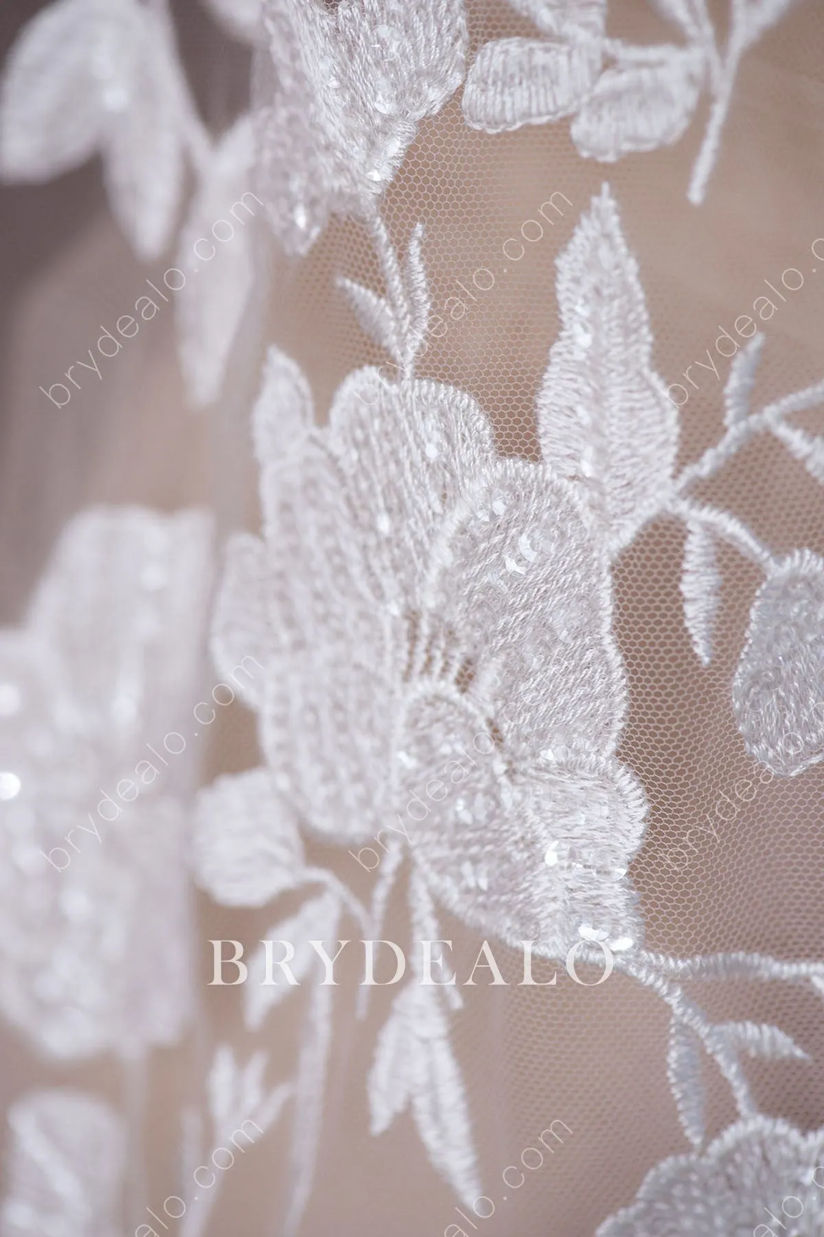 Shimmering Sequinned Flower Designer Lace Fabric Online
