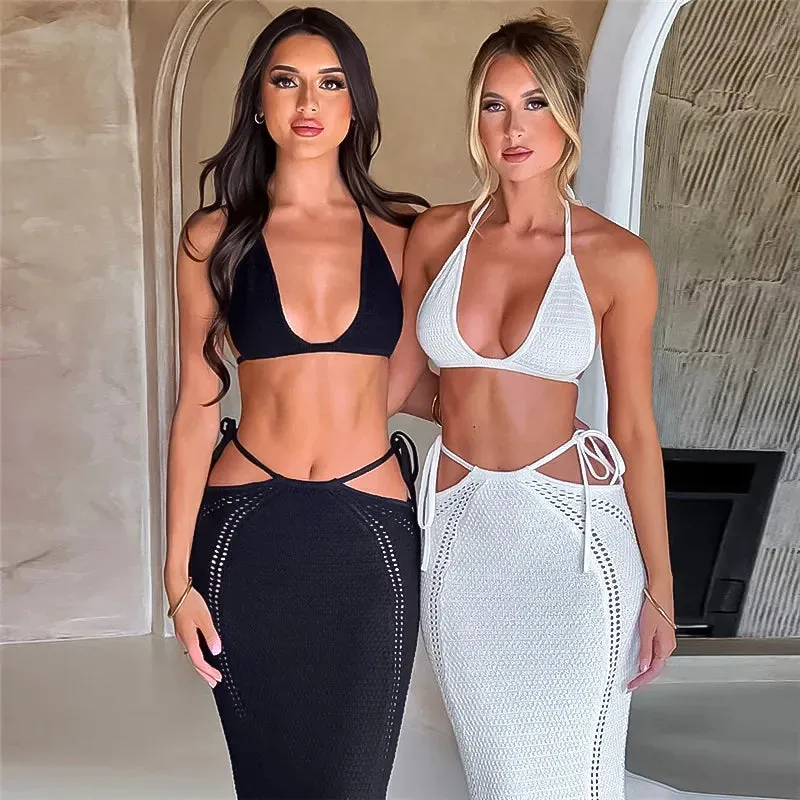 SHP Black Summer Sexy Outfits Dress 2 Piece Set