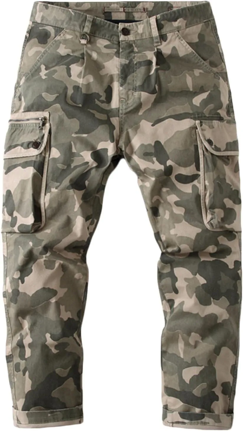 Uillui Mens Cargo Pants Fashion Como Joggers Sweatpants Cotton Stretch Casual Relaxed Fit Ankle Length Harem Streetwear Pant