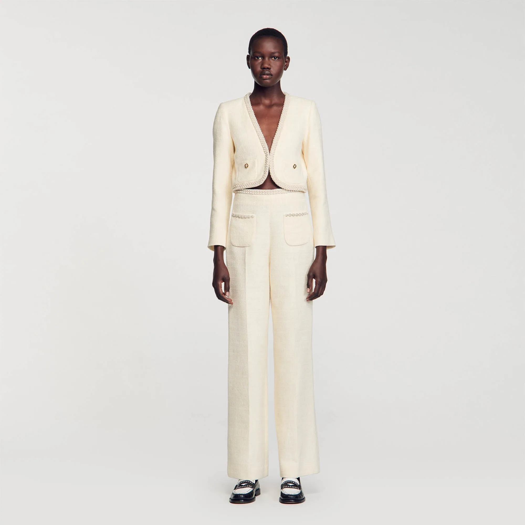 Vaye Tweed Trousers Ecru