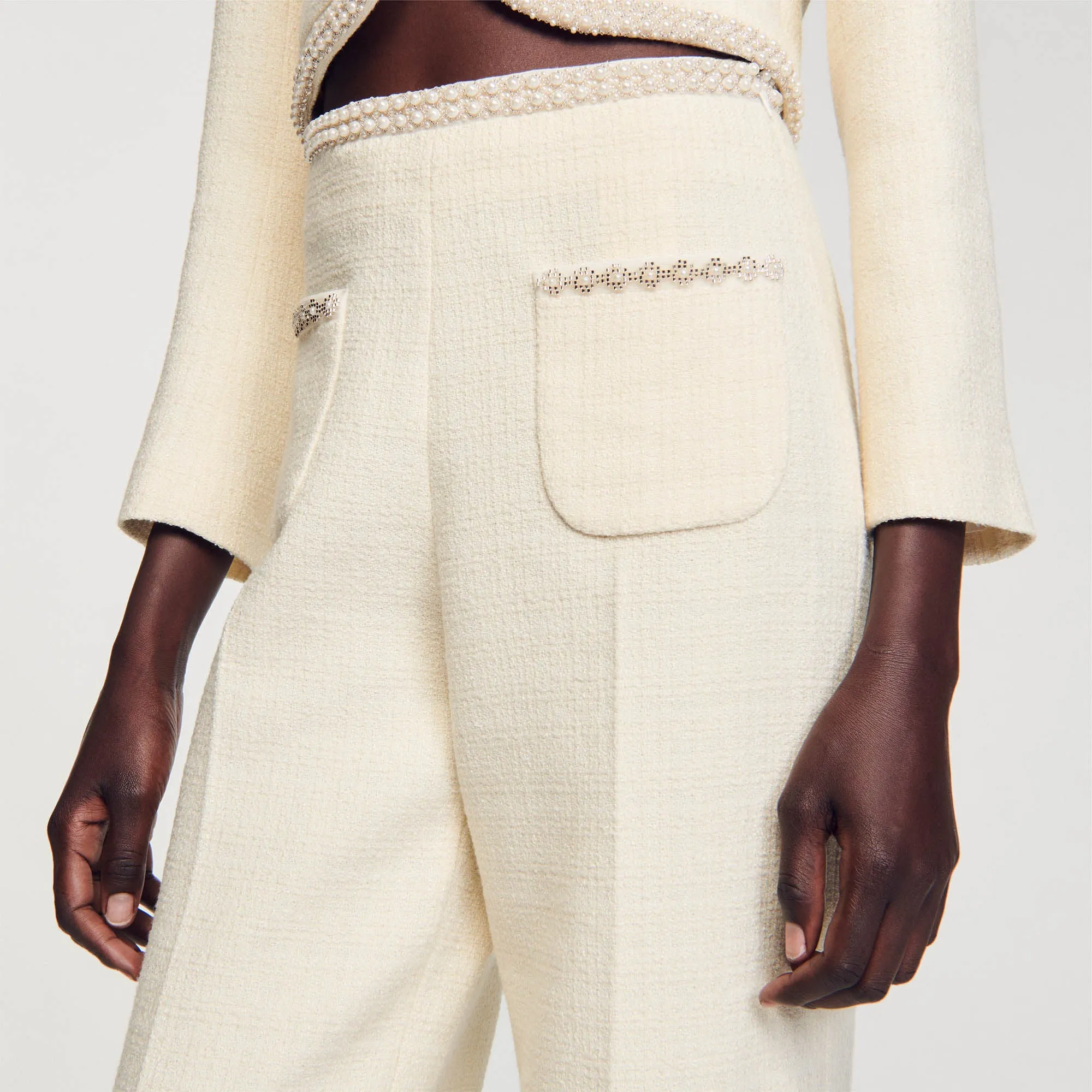 Vaye Tweed Trousers Ecru