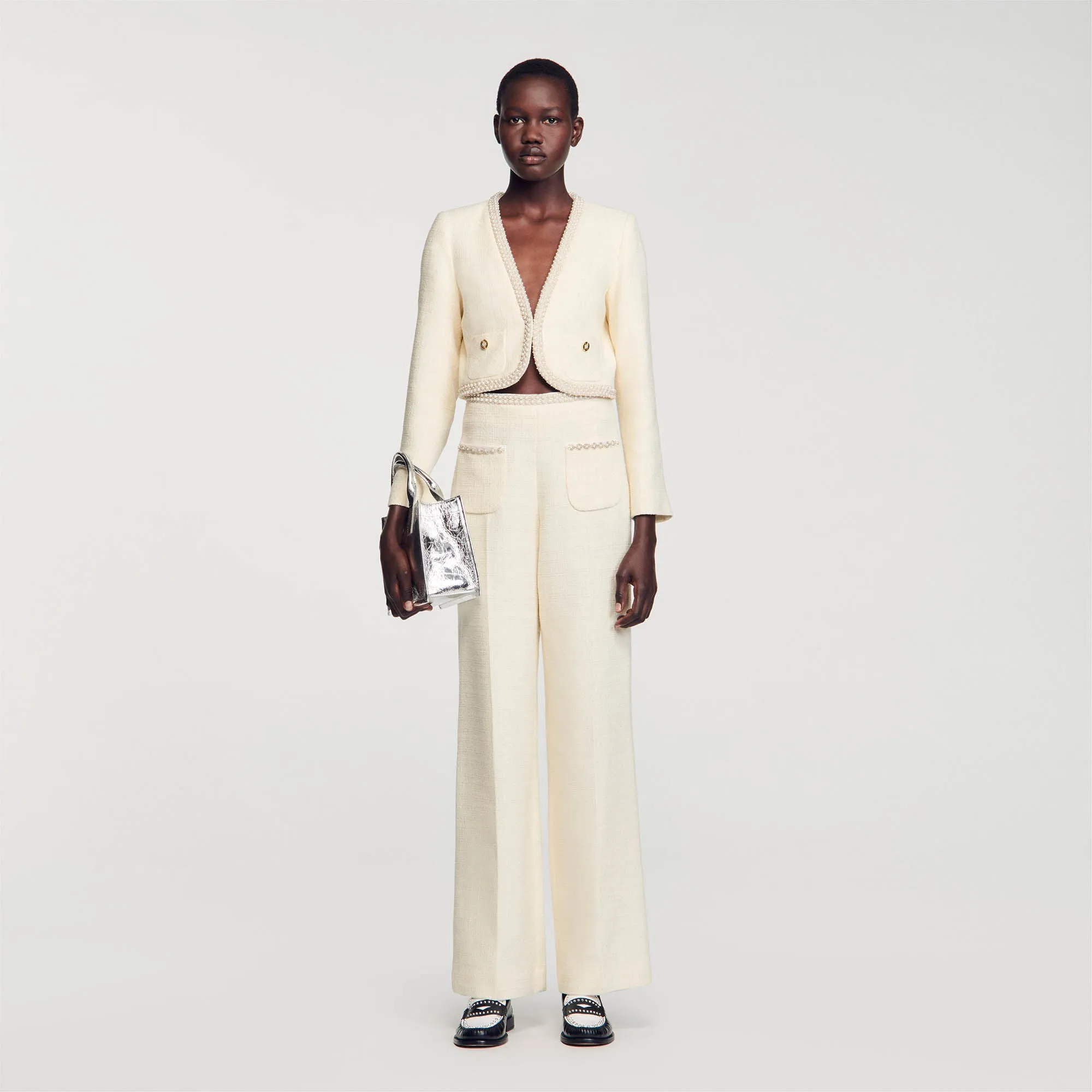 Vaye Tweed Trousers Ecru