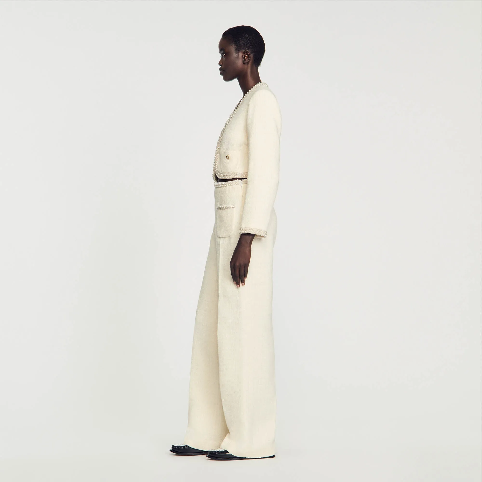 Vaye Tweed Trousers Ecru