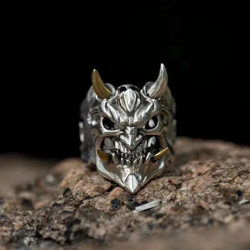 Vintage Halloween Stainless Steel Mask Skull Ring Men Fashion Personality Hip Hop Rock Men Accessories Jewelry Ring Wholesale